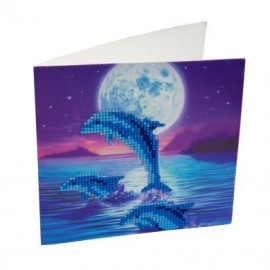 Craft Buddy Crystal Card Kit - Dolphin Pod 18cm x 18cm